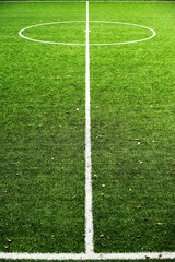 Close-up of a green football field