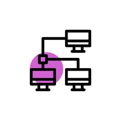 computer network purple shadow line Icon. internet of things vector illustration on white background