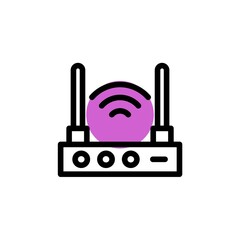 router purple shadow line Icon. internet of things vector illustration on white background