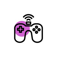 game pad purple shadow line Icon. internet of things vector illustration on white background