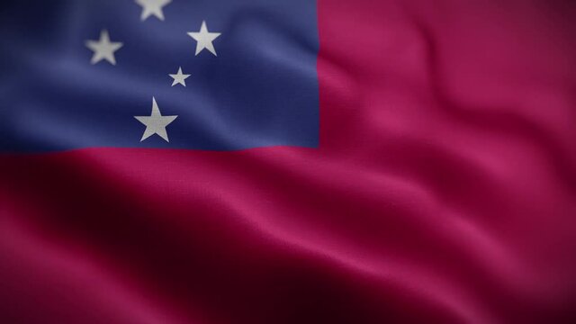 Samoa Flag Textured Waving Front Background HD