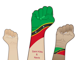 The spirit of struggle by lifting the hand holding the Saint Kitts and Navis flag