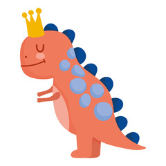 funny cartoon dino tyrannosaurus animal style white background