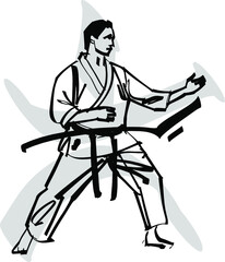 the vector illustration of the karate fighter