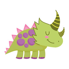 funny cartoon dino animal extinct style white background