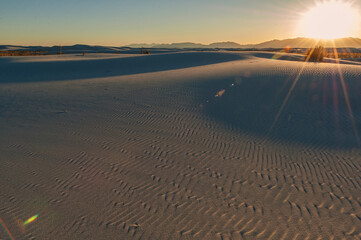 Sand dunes at sunset;  White Sands NP;  New Mexico
