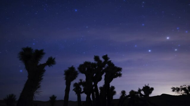 Milky Way Galaxy Rises Over Joshua Tree National Park California Pan Right