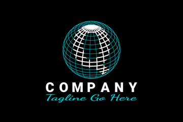 3D vector logo element with globe illustration and outline pattern forming initials "Q". Usable for global business logos.