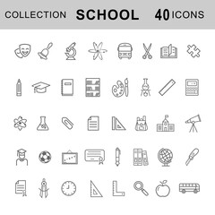 School, education icon line set. Collection modern infographic logo and pictogram. Isolated vector drawing.