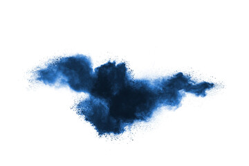 Blue powder explosion isolated on white  background.