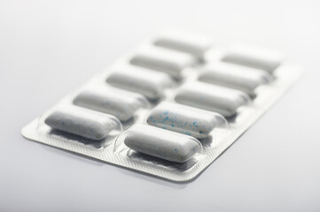 Close-up of new chewing gum pillows.