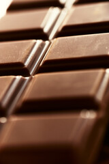 Closeup of a milk chocolate bar full frame.