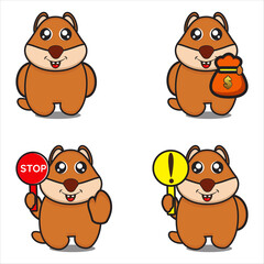 cute mascot character collection of squirrels, funny characters with design eps 10 vector