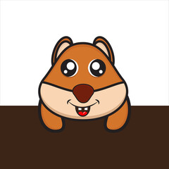 cute mascot squirrel characters behind the wall, cute characters with eps 10 vector design