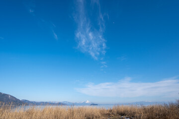 風景素材　冬の晴れた日の琵琶湖