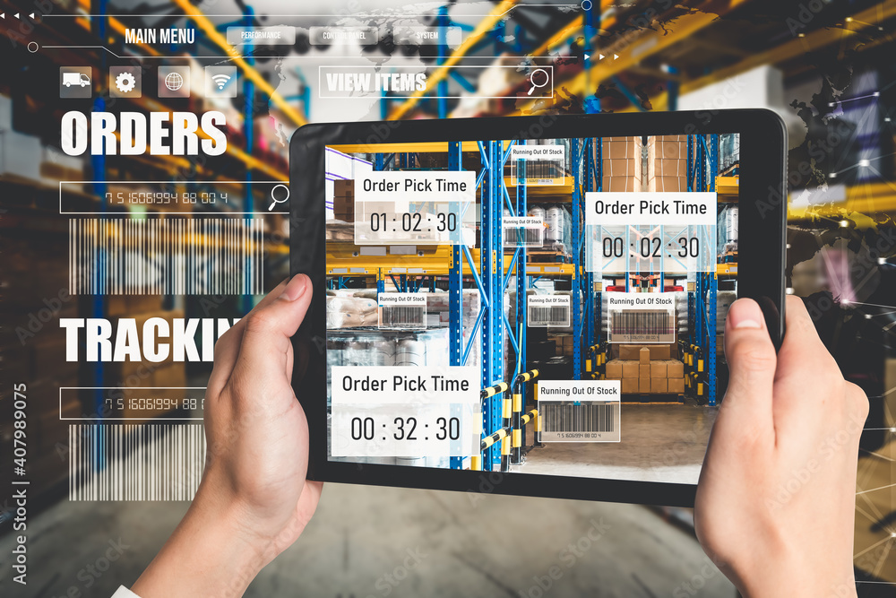 Aufkleber smart warehouse management system using augmented reality technology to identify package picking and