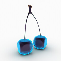 Dice in the form of a sprig of cherry. Digitally generated image. 3d render