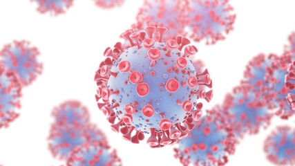 Coronavirus outbreak isolated on white background. Covid-19 strain pandemic medical health risk concept virus cells. 3D render
