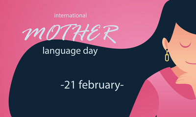 illustration of international mother language day, with a pink background,