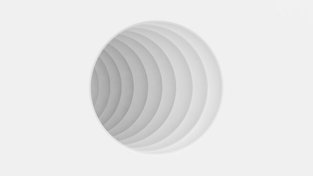 Round tunnel of repetitive circular structure. Abstract 3D render circle papercut layer white background
