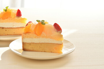 フルーツのケーキ  コーヒー