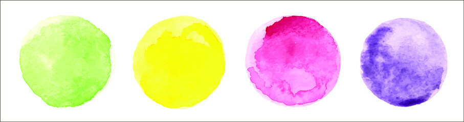 Vector set of colored watercolor stains for the design of logos, postcards