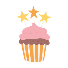 happy birthday cupcake celebration party cartoon