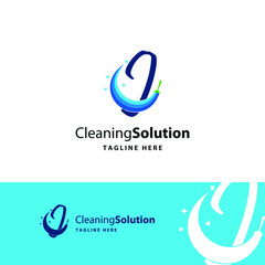 J Initial letter for cleaning service logo business concept. Home, house, office care, maintenance business logo brand vector design, 