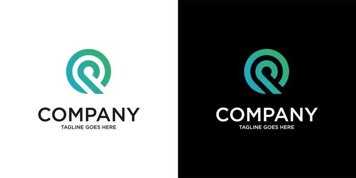 Abstract Initial Letter Q and P Logo. green color isolated on White Background. Usable for Business and Branding Logos. Flat Vector Logo Design Template Element.