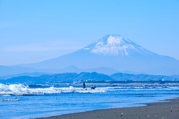【神奈川県 江ノ島】湘南の海と富士山