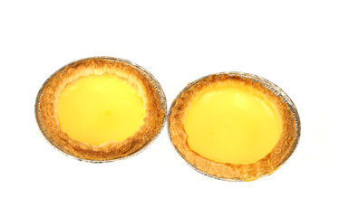 fresh baked egg tart isolated on white background