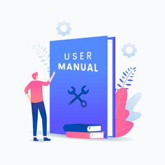 User manual book vector concept. Illustration for websites, landing pages, mobile applications, posters and banners.