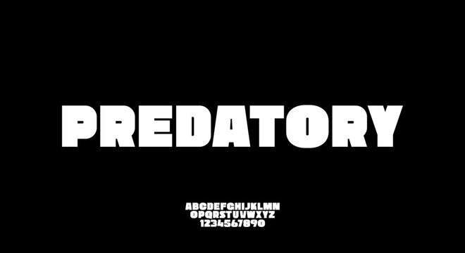 Predatory, a bold technology science alphabet font. digital typography vector illustration design	