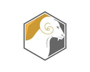 Fototapeta premium Goat head in the hexagon shape