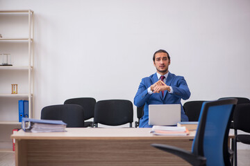 Young businessman making presentation during pandemic