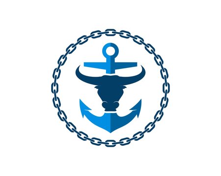 Circular chain with anchor and bull head inside