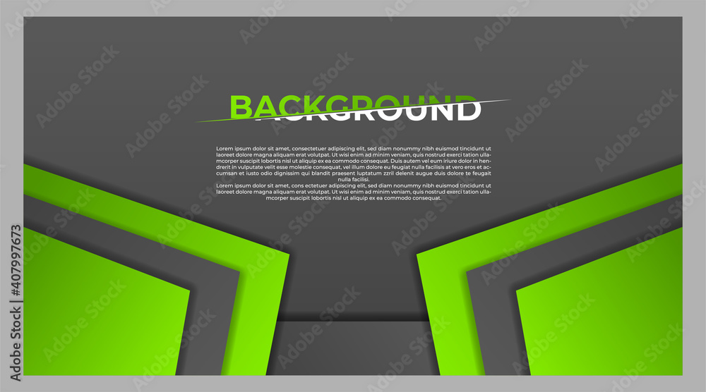 Poster black and green background vector overlap layer on dark space for background design. modern style.