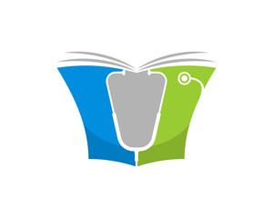 Book with stethoscope silhouette inside