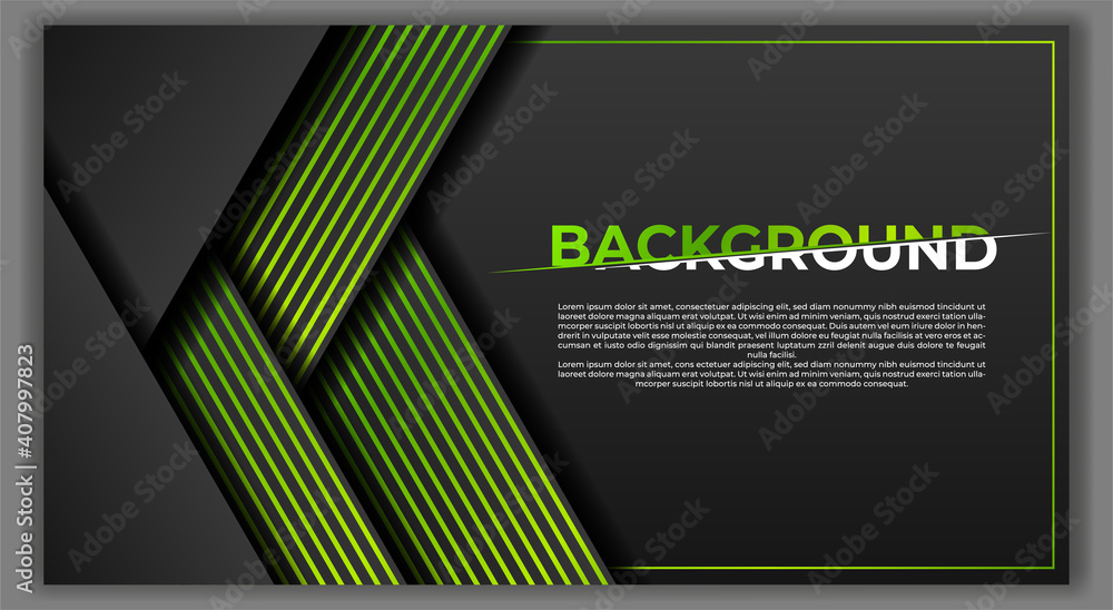 Poster black and green background vector overlap layer on dark space for background design. modern style.