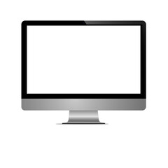 Computer monitor isolated on white background illustration mockup empty screen