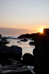 a golden sunset with natural sun burst