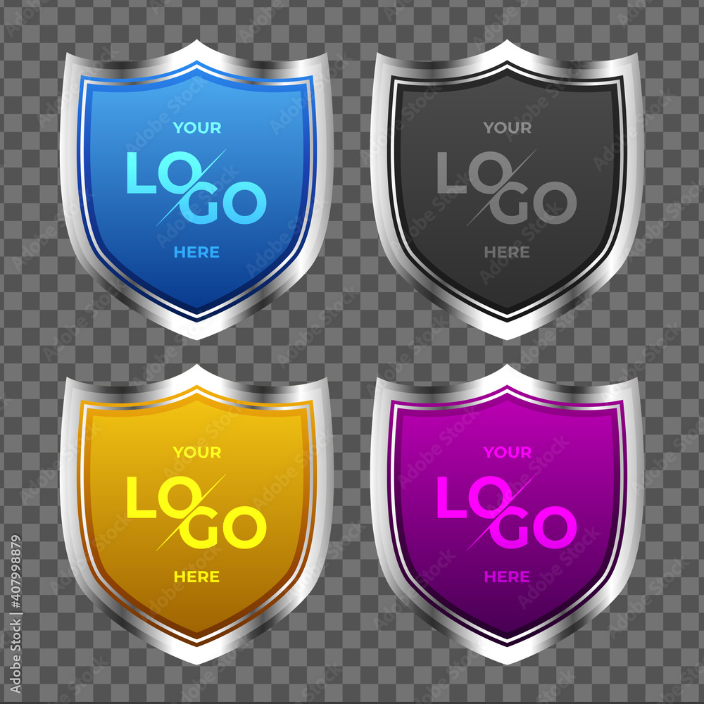 Poster a set of shield with silver frame isolated on vip background. vector luxury design element. element 