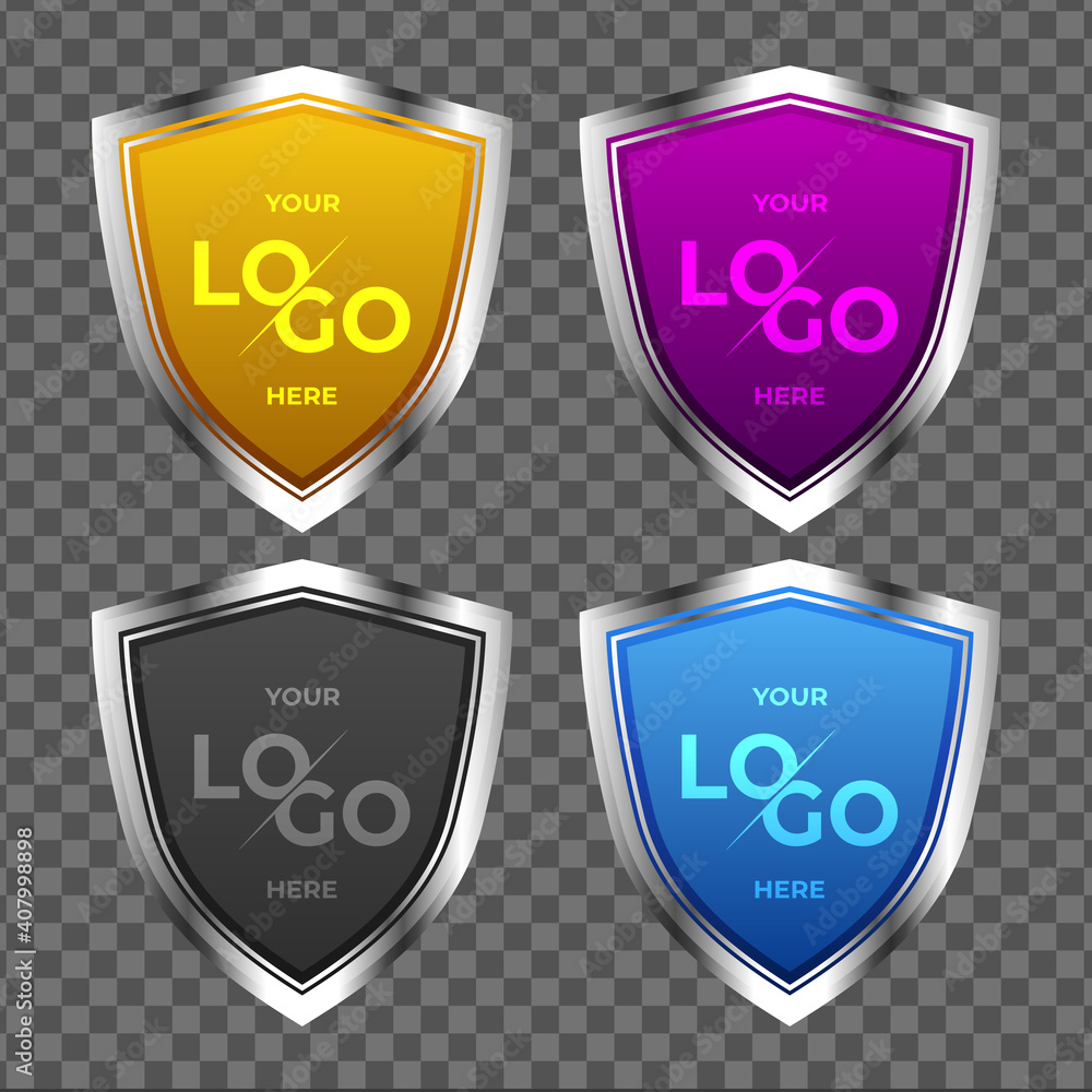 Poster a set of shield with silver frame isolated on vip background. vector luxury design element. element 