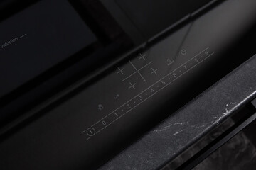 Stove with an induction cooktop.the view from the top