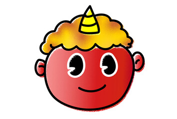 赤鬼　顔　版画ペイント版