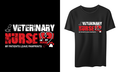 Fototapeta premium veterinary nurse my patients leave pawprints on my heart, valentines vector design quotes design, typographic nurse t-shirt, Vintage nurse calligraphy vector, Tech Veterinarian Veterinary Heather-Awa