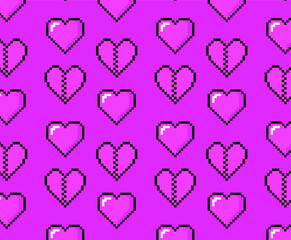 Pattern made of pixel hearts, design for wrapping paper. Vector background for Saint Valentine's Day.