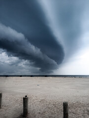 Storm clouds rolling over beach