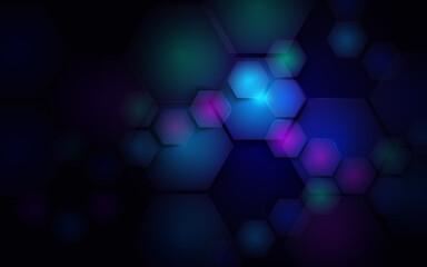 Abstract blue hexagons technology futuristic and science concept. Vector Illustration