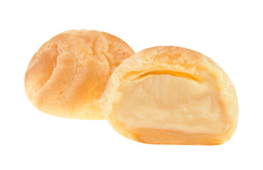 Eclair cream on white background.